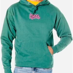 NEFF Outburst Logo Hoodie Boys Youth Sweatshirt Green Pink Y2K Skater NEW - flaw
